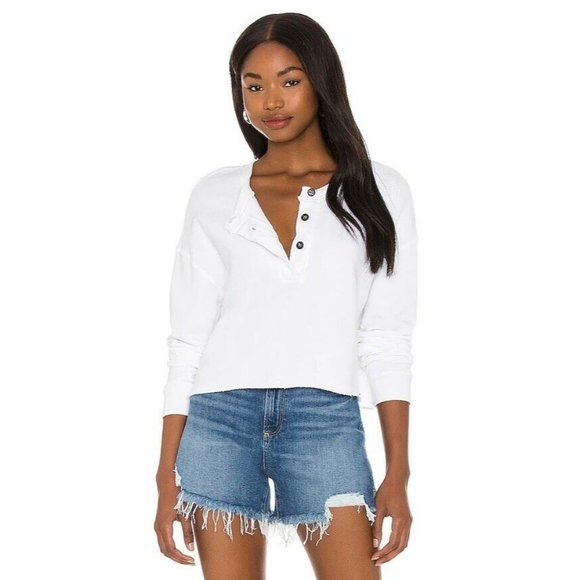 n:philanthropy Harleen Sweatshirt White Raw Hem French Terry XS NWT $158 - Picture 2 of 5